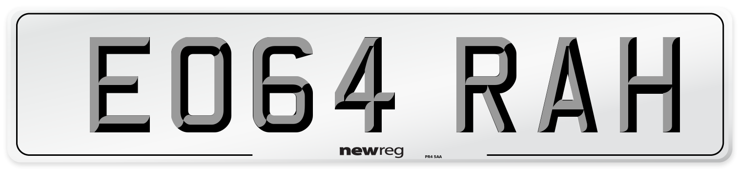 EO64 RAH Number Plate from New Reg